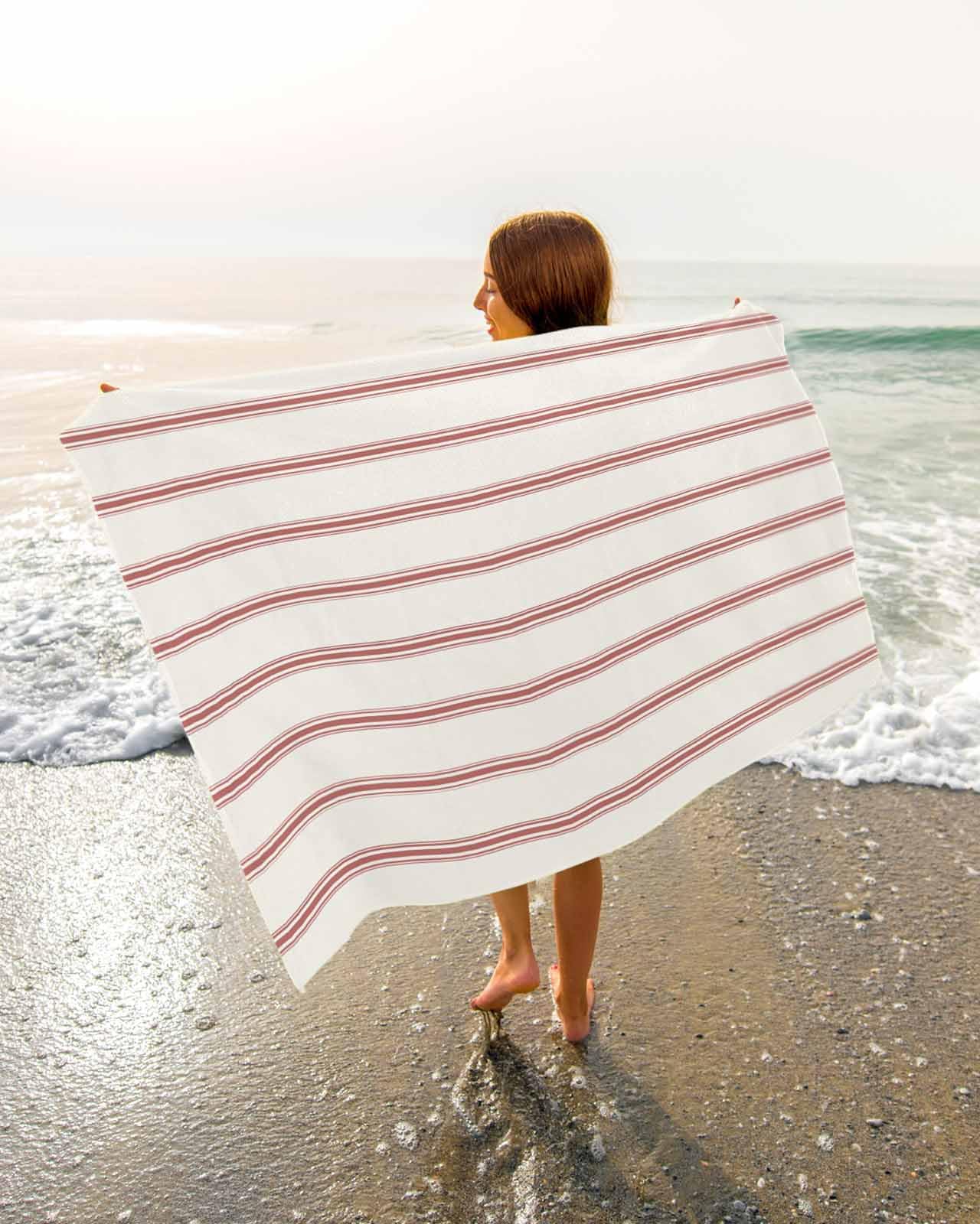 Amazon.com: Red Striped Beach Towels Oversized Super Absorbent